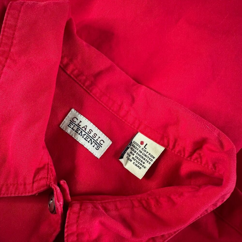 Vintage Classic Elements Red Cotton Button Front … - image 6